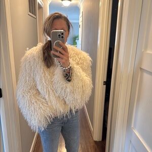 Women's Cream Faux Fur Jacket